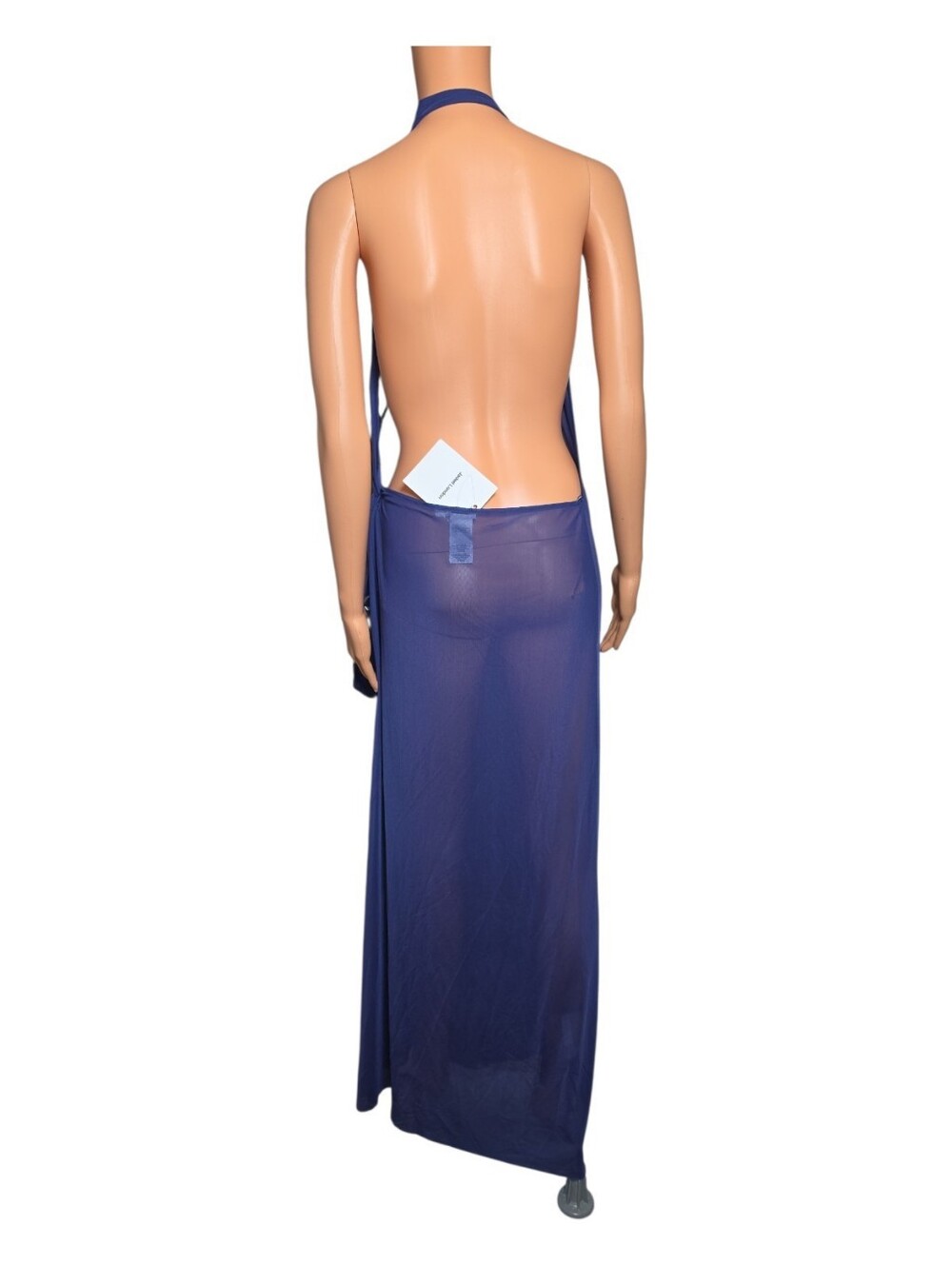 NWT JADED LONDON Halter Mesh Maxi Dress Blue US 4 Swim Coverup - Picture 5 of 5